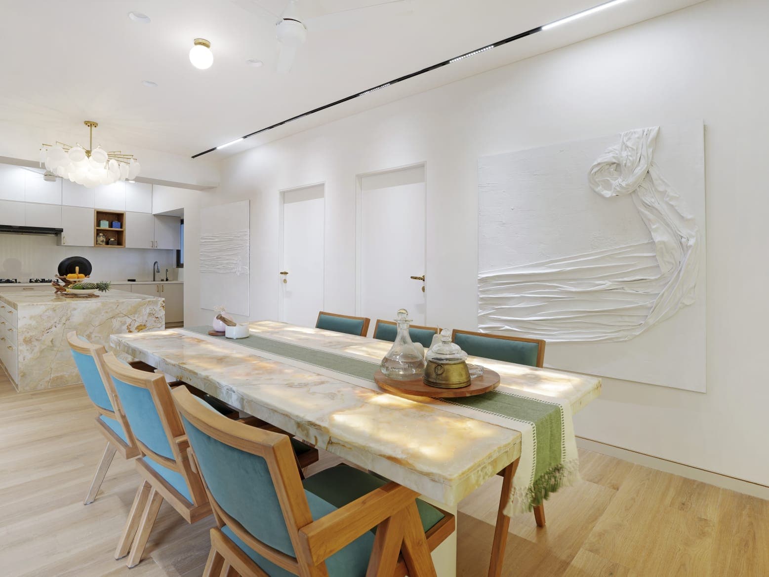 Open Kitchen with Stone Dining — Open Plan
