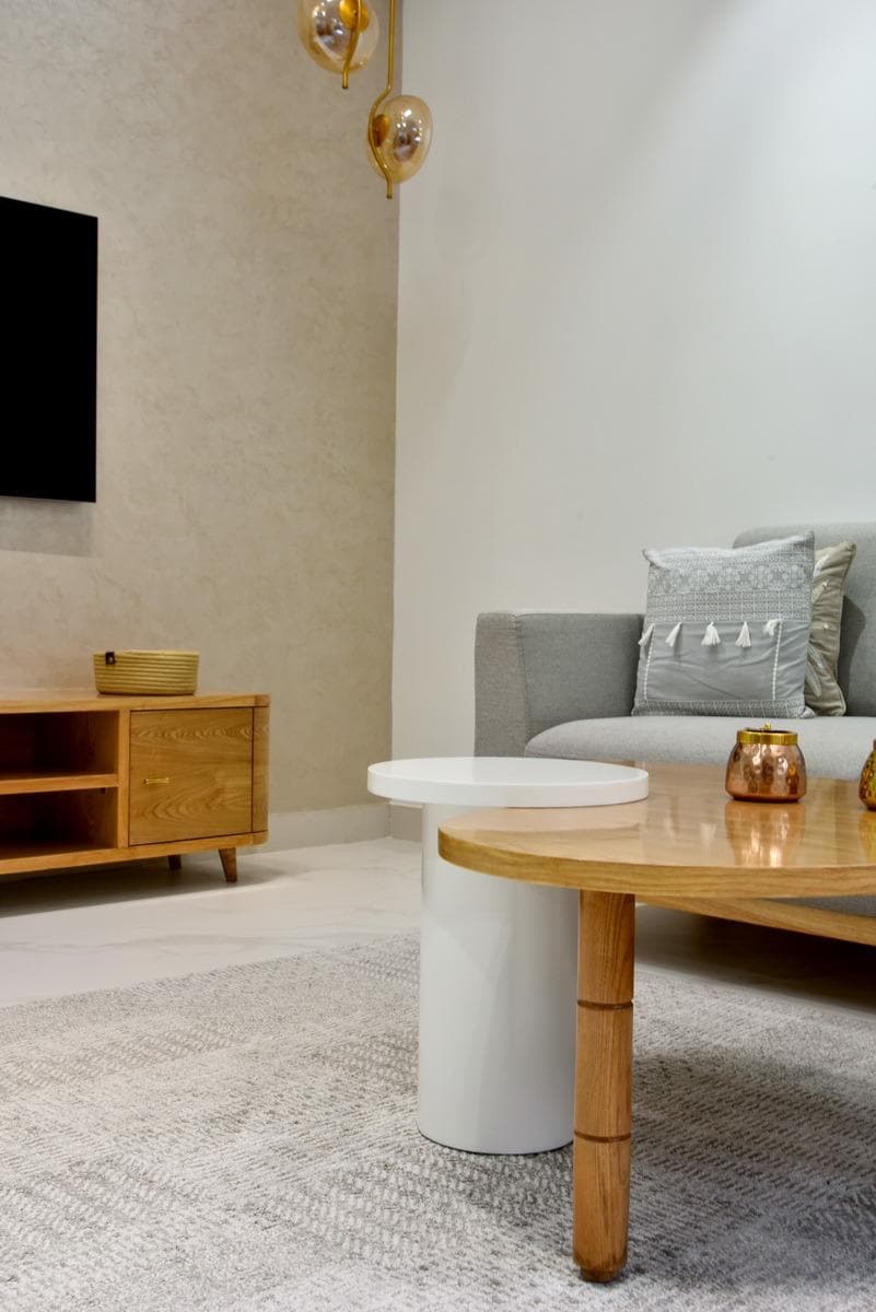 Organic free-form teak coffee table